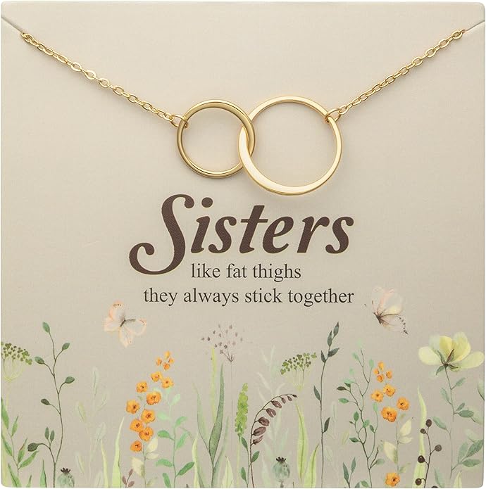 Suavell Sister Necklace - Sterling Silver Interlocking Double Circle Necklace - Birthday Gift for Sister - Maid of Honor Gift