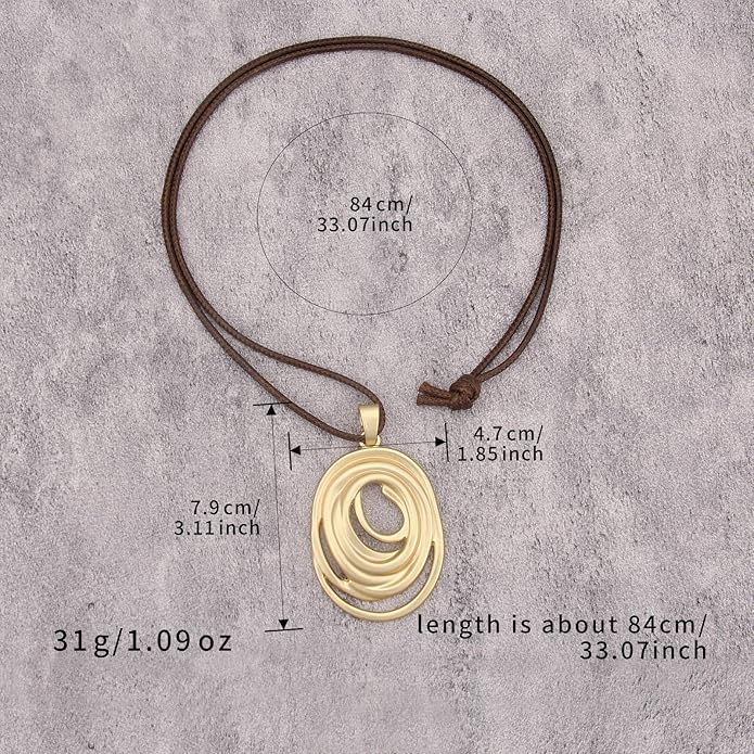 Long Boho Necklaces for Women Vintage Leather Wooden Pendant Y Choker Ethnic Style Gold Circle Hippie Sweater Necklace