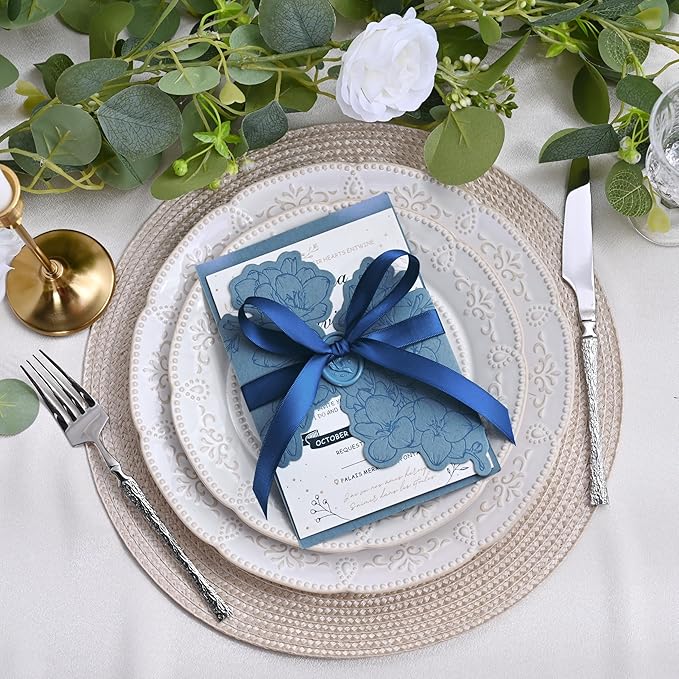 LEEQE Double Face Navy Blue Satin Ribbon 1/2 inch X 50 Yards Polyester Navy Blue Ribbon for Gift Wrapping Very Suitable for Weddings Party Invitation Decorations and More