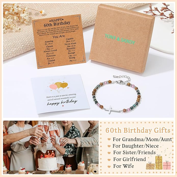 TONY & SANDY Christian Cross Bracelet for Women, Stocking Stuffers for Women, Confirmation Baptism Easter Gifts, Unique Gift for Friends Daughter Mom Sister in Christ on Birthday Christmas