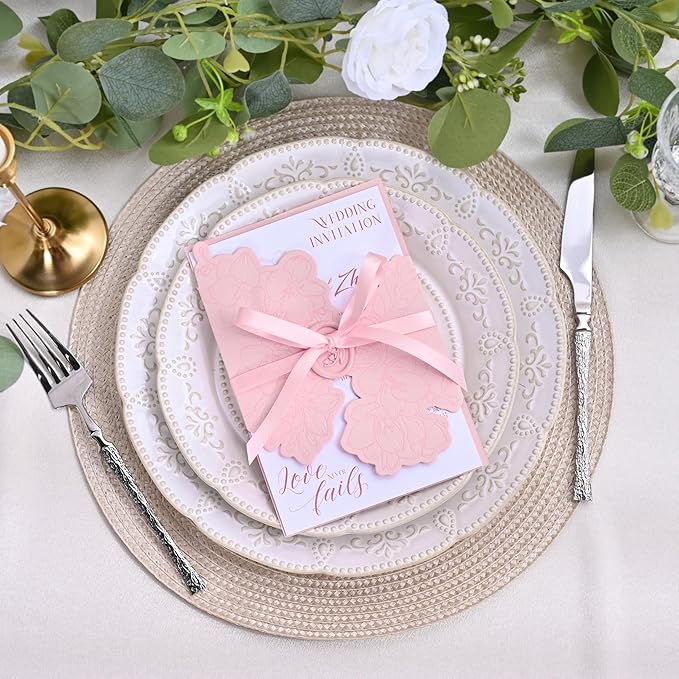 LEEQE Double Face Pearl Pink Satin Ribbon 3/8 inch X 50 Yards Polyester Pearl Pink Ribbon for Gift Wrapping Very Suitable for Weddings Party Invitation Decorations and More