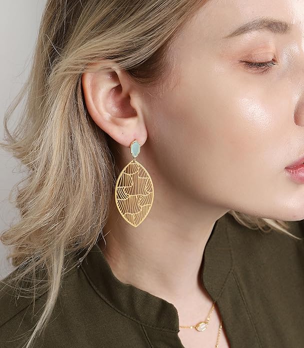 OZEL – Crystal Earrings for Women Dangle – 14K Gold Plated Lightweight Daily Fashion Earrings