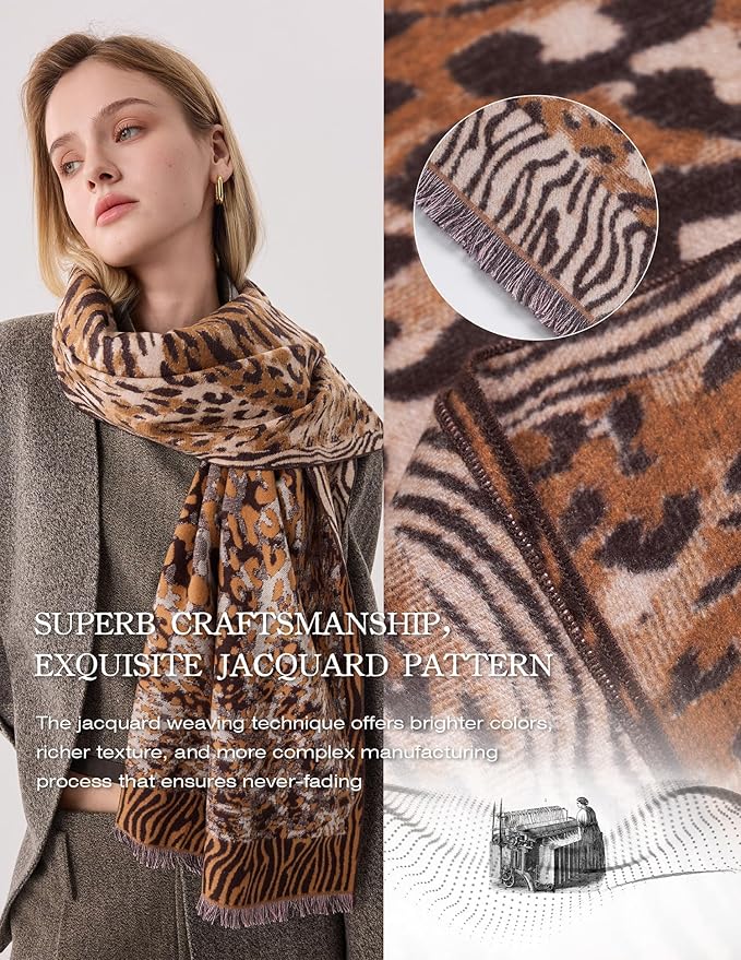 ZHE JIN Luxurious Silk Scarf Shawl Wraps for Women, Warm Scarves Winter Gift, 100% Brushed Mulberry Silk