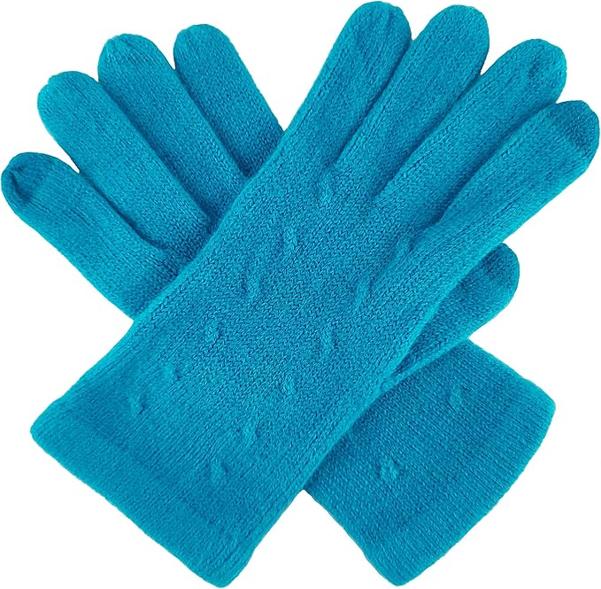 BRUCERIVER Women's Ultra Soft Knit Scarf & Glove Set Touchscreen Function Cable Design