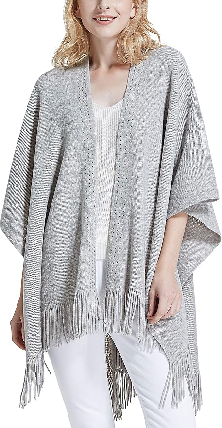Moss Rose Women's Travel Plaid Shawl Wrap Open Front Poncho Cape for Fall Winter