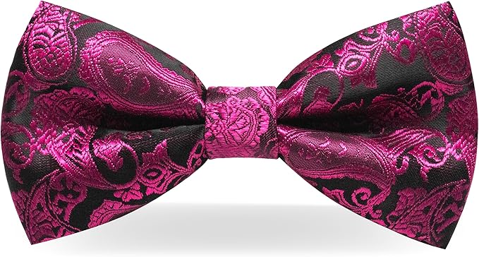 JEMYGINS Paisley Pre-tied Bow Tie and Pocket Square Cufflinks Lapel Pin Sets for Men 4PCS