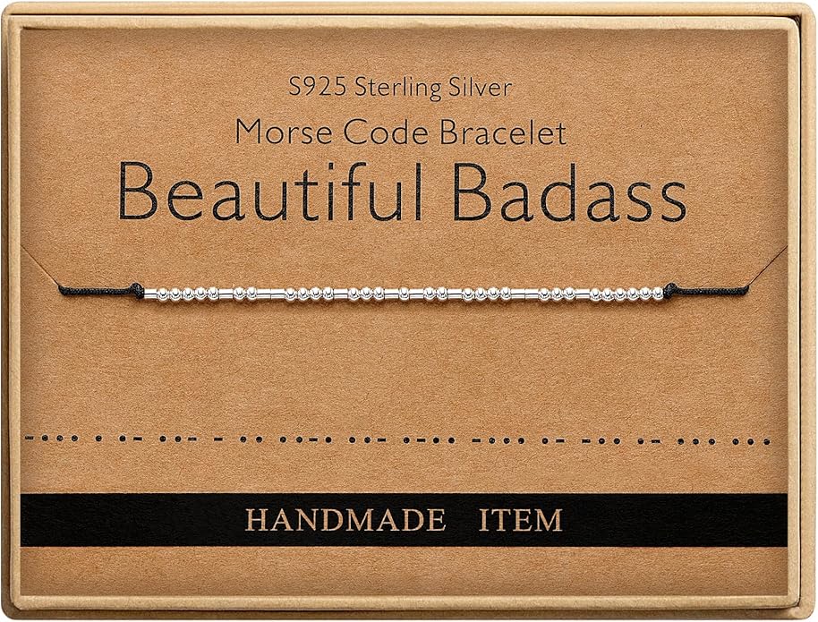 Monily Inspirational Gifts for Women Morse Code Bracelets for Women Funny Bracelet for Friend Funny Gift for Women Sterling Silver Bracelet for Women