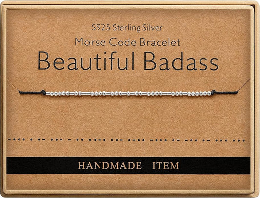 Monily Inspirational Gifts for Women Morse Code Bracelets for Women Funny Bracelet for Friend Funny Gift for Women Sterling Silver Bracelet for Women
