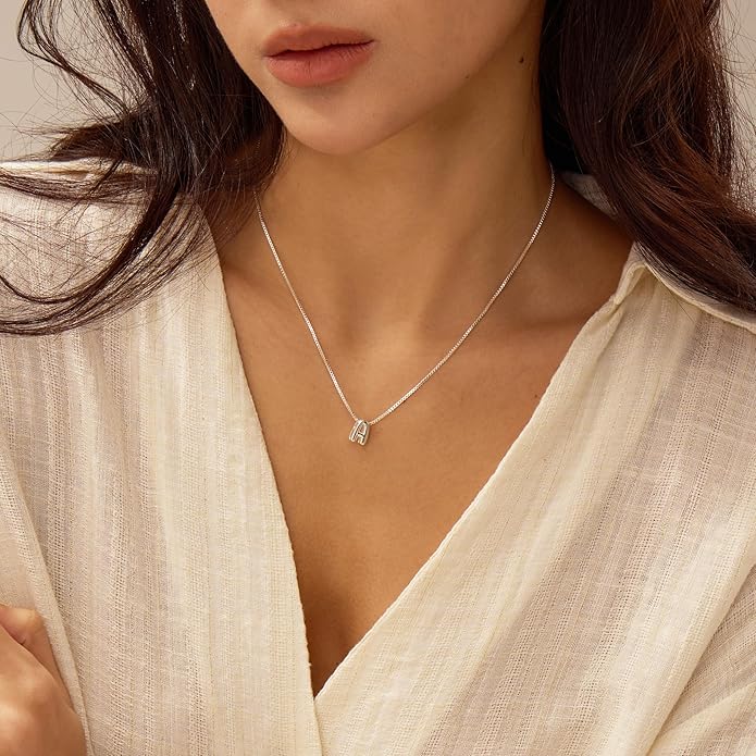Bubble Gold Letter Necklace for Women, 14k Gold Plated Balloon Initial Necklace, Dainty Gold Necklace for Women, Personalized Bubble Pendant Name Necklace, Fashion Accessories Trendy Jewelry