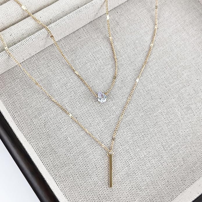 Irregular Y2k Long Y-shaped Necklace with Zircon Inlaid Sparkling Brick Tassel Pendant Double-Layer Chain High-end Fashion Accessory Women's