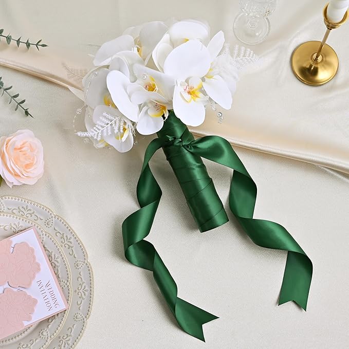 LEEQE 100 Yards Forest Green Satin Ribbon Polyester Ribbon for Gift Wrapping Very Suitable for Weddings Party Hair Bow Invitation Decorations and More（1-1/2 inch X 50Yards X 2 Roll）