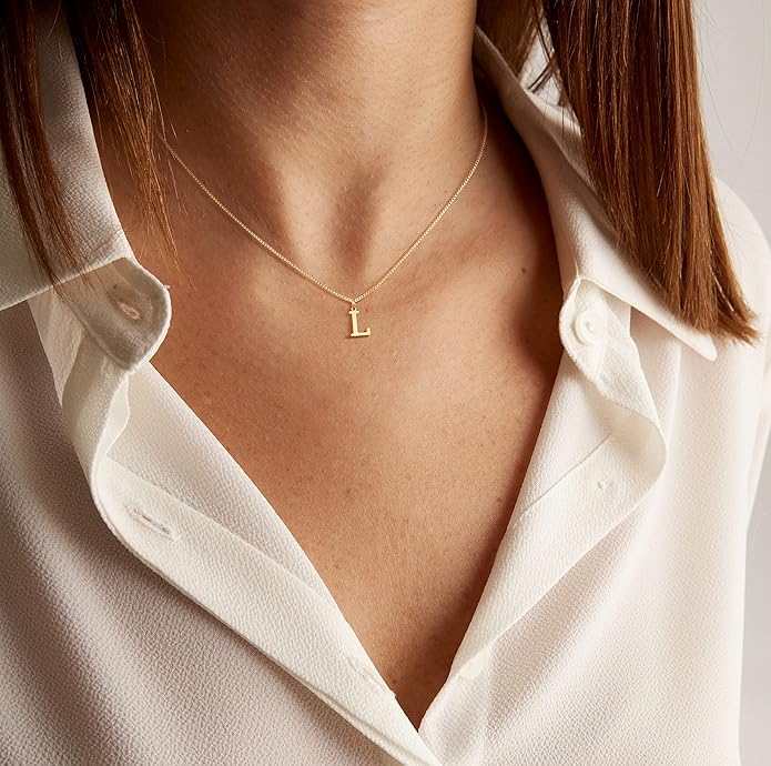 Foxgirl Gold Initial Necklaces for Women, Dainty Gold Letter Necklace Tiny A-Z Pendant Choker Necklace Trendy Cute Personalized Monogram Name Necklace Gold Jewelry Necklace for Women Gift