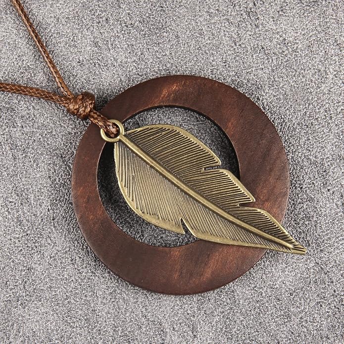 Boho Necklaces for Women Chunky Circle Necklace Layered Boho Circle Leather Choker Necklace Long Vintage Necklaces Bohemian Jewlery Gifts