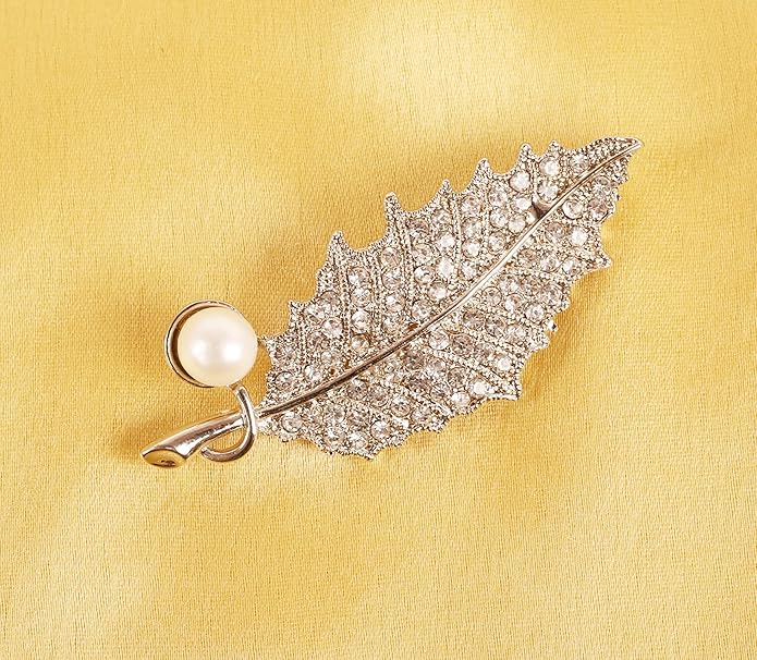Touchstone Indian Bollywood Handcrafted Designer Jewelry Brooch Lapel Pin in Gold Or Silver Tone for Women.