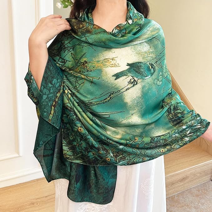 Long Silk Like Scarf Lightweight Satin Scarves Large Sunscreen Shawl Wrap for Women