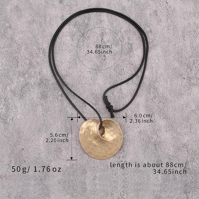 Boho Necklaces for Women Chunky Circle Necklace Layered Boho Circle Leather Choker Necklace Long Vintage Necklaces Bohemian Jewlery Gifts