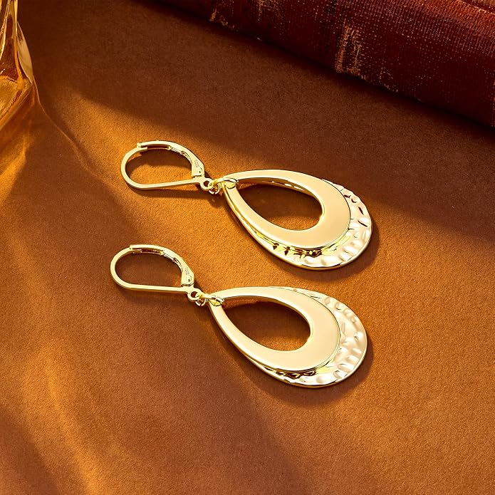 925 Sterling Silver Teardrop Dangle Earrings for Women Hammered Layer Drop Dangle Earrings Jewelry Hypoallergenic Boho Teardrop Leverback Dangle Earings for Jewelry Gifts