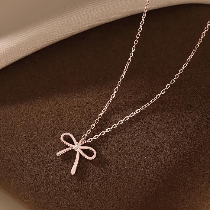 SLUYNZ Solid 925 Sterling Silver Bow Choker Necklace for Women Teens Simple Bowknot Pendant Necklace