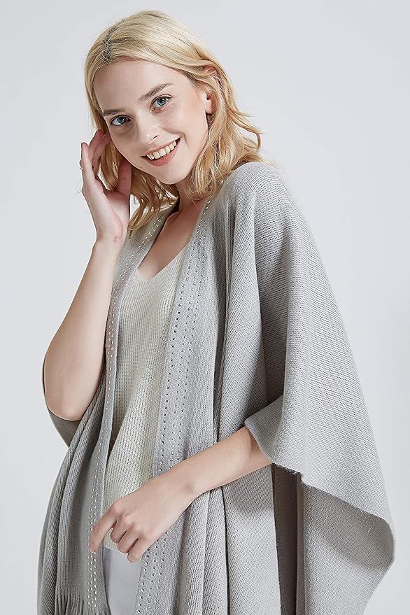 Moss Rose Women's Travel Plaid Shawl Wrap Open Front Poncho Cape for Fall Winter