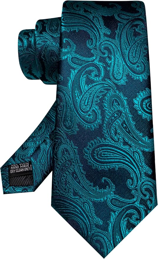 JEMYGINS Mens Paisley Tie and Pocket Square,Lapel Pin,Cufflinks,Tie Clip Sets with Gift Box 5PCS