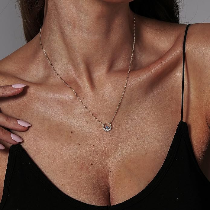 Collner 14K Gold Heart Pendant Necklace for Women Dainty Star Necklace Tiny Evil Eye Choker Necklace Boho Crescent Moon Necklace Minimalist Jewelry