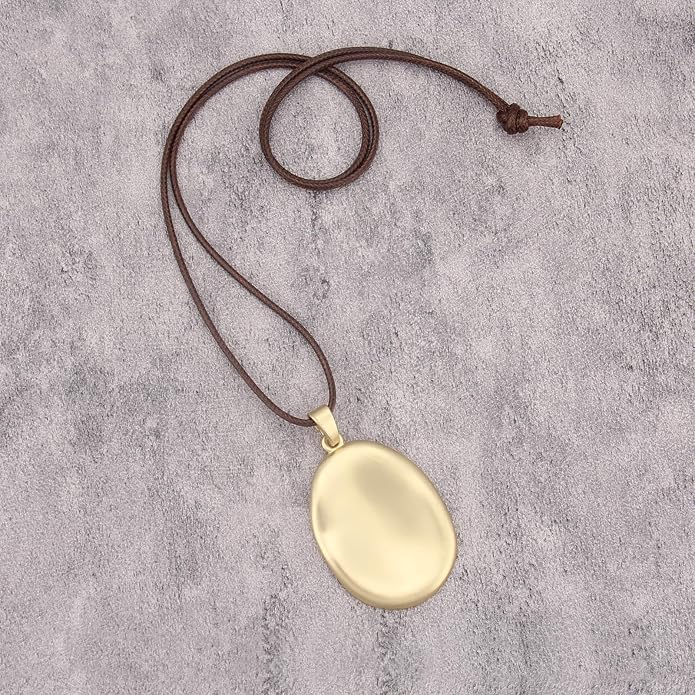 Long Boho Necklaces for Women Vintage Leather Wooden Pendant Y Choker Ethnic Style Gold Circle Hippie Sweater Necklace