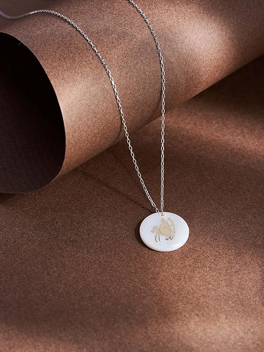 Zodiac Sign Necklace – Mother of Pearl Pendant – Available in Two Finish 925 Sterling Silver and 14K Gold Plated – Adjustable Chain – Horoscope Jewelry Gift with Zodiac Card & Gift Box