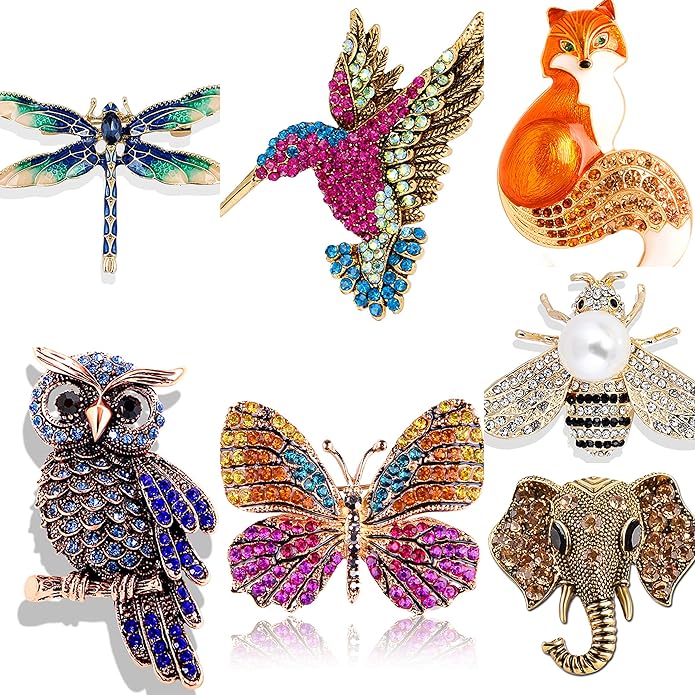 7 pieces brooch pin for women fashion set crystal rhinestones women's brooches pins for clothes bulk