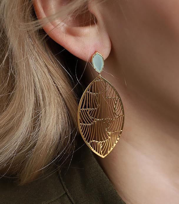 OZEL – Crystal Earrings for Women Dangle – 14K Gold Plated Lightweight Daily Fashion Earrings