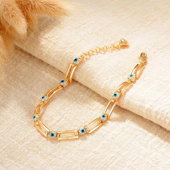 LOYATA Chain Bracelet Gold Link 14K Gold Plated Dainty Pearl Bracelet Simple Jewelry Gift for Women
