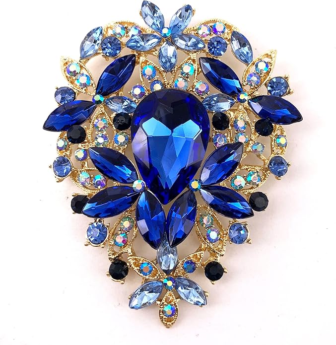 SELOVO Leaf Bouquet Scarf Big Brooch Pin Broach Crystal Jewelry