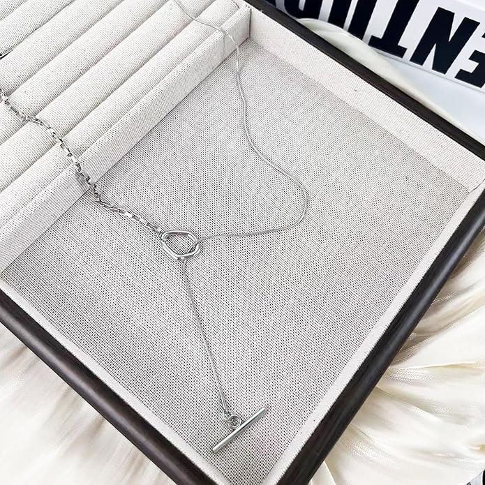 Irregular Y2k Long Y-shaped Necklace with Zircon Inlaid Sparkling Brick Tassel Pendant Double-Layer Chain High-end Fashion Accessory Women's