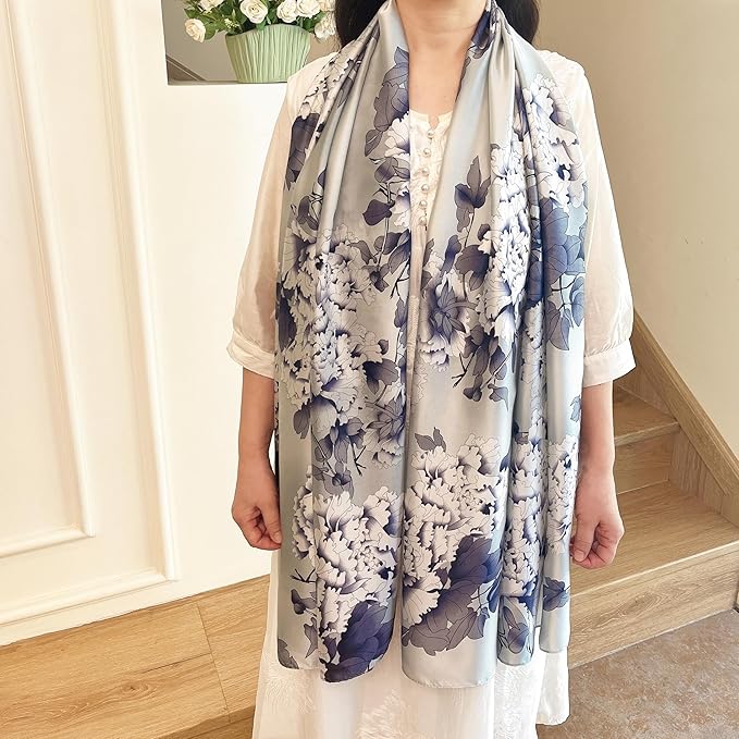 Long Silk Like Scarf Lightweight Satin Scarves Large Sunscreen Shawl Wrap for Women