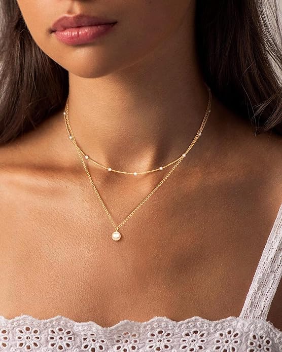 Gold Layered Necklaces for Women, 14K Gold Plated Dainty Necklace Set with Paperclip, Adjustable Trendy Gold Jewelry Stackable Gift
