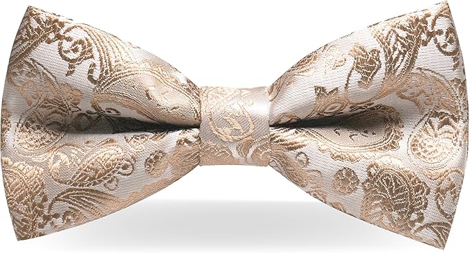JEMYGINS Paisley Pre-tied Bow Tie and Pocket Square Cufflinks Lapel Pin Sets for Men 4PCS