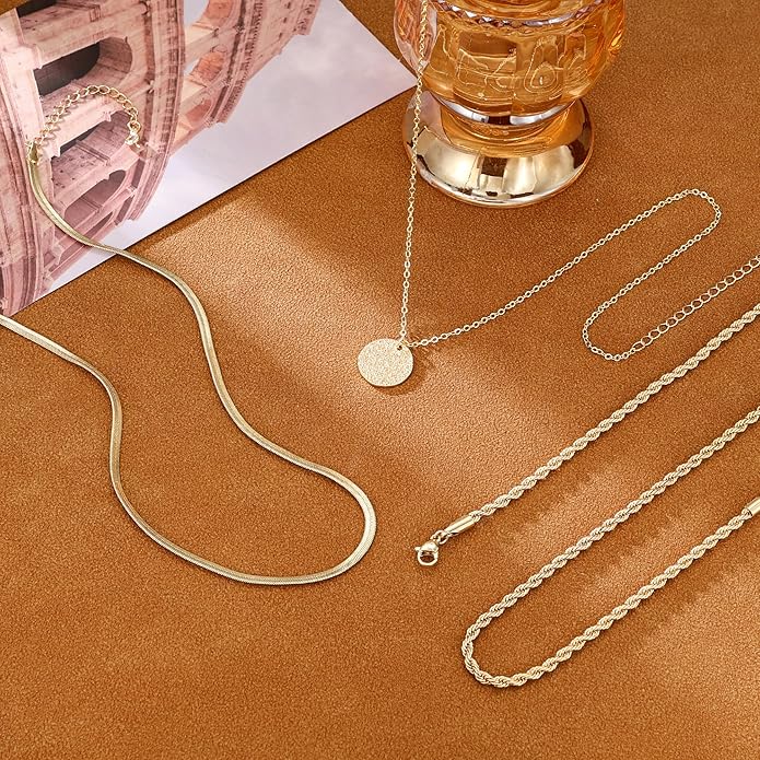 CHESKY 14K Gold Plated Layered Necklaces for Women,Dainty Gold/Silver Plated Chain Necklace CZ Pendant Necklace Adjustable Layering Choker Necklace jewelry Gifts