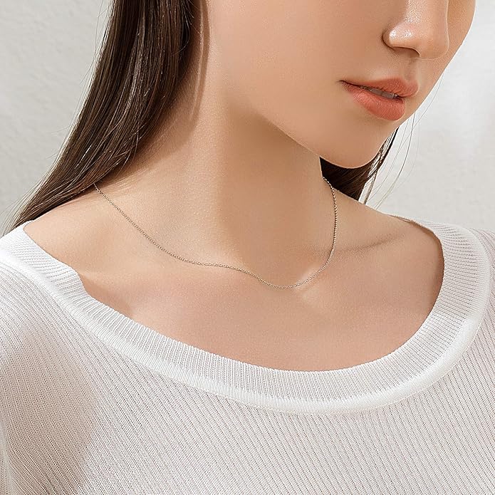 925 Sterling Silver Chain Necklace for Women Girls 1.2mm Cable Chain Italian Thin Silver Chain Super Sturdy & Lasting Shiney 16/18/20/22/24 Inch