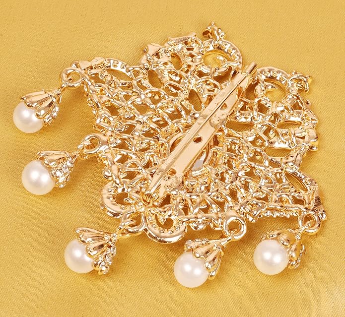 Touchstone Indian Bollywood Handcrafted Designer Jewelry Brooch Lapel Pin in Gold Or Silver Tone for Women.