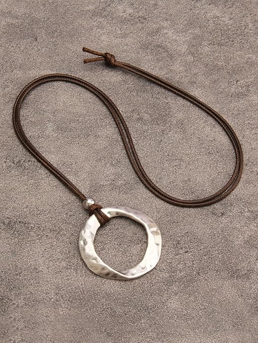 Boho Necklaces for Women Chunky Circle Necklace Layered Boho Circle Leather Choker Necklace Long Vintage Necklaces Bohemian Jewlery Gifts