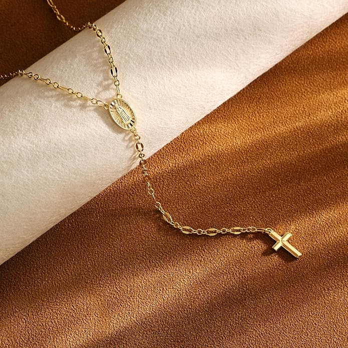 CHESKY Lariat Gold Necklace for Women Trendy, Dainty Long Necklace 14k Gold Plated/Silver Y-Shaped Pendant Necklace Layered Cz Beaded Chain Drop Necklaces Simple Gold Jewelry For Women Gift