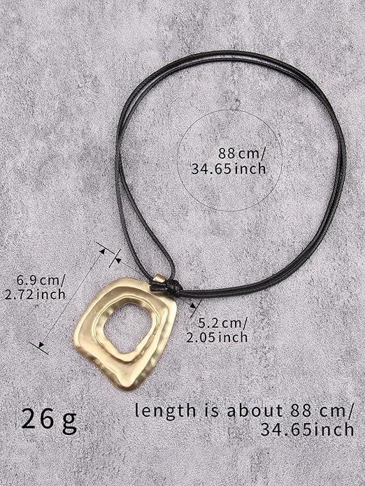 Boho Necklaces for Women Chunky Circle Necklace Layered Boho Circle Leather Choker Necklace Long Vintage Necklaces Bohemian Jewlery Gifts