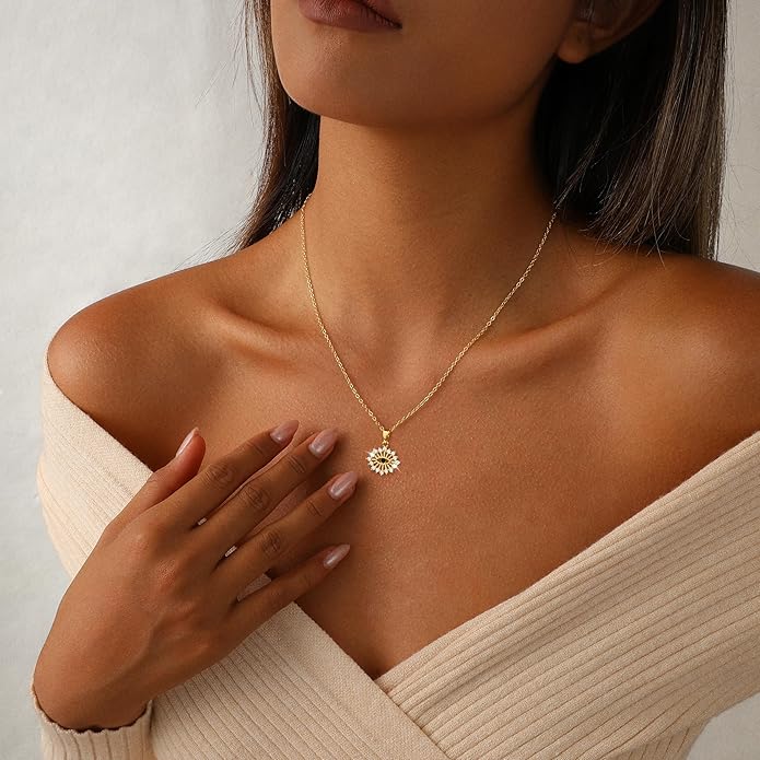 Evil Eye Necklace for Women,Dainty 14K Gold/Sterling Silver Plated Evil Eye Pendant Necklace Tiny Boho CZ Diamond Necklace Cute Trendy Lucky Protection Jewelry Gift for Women