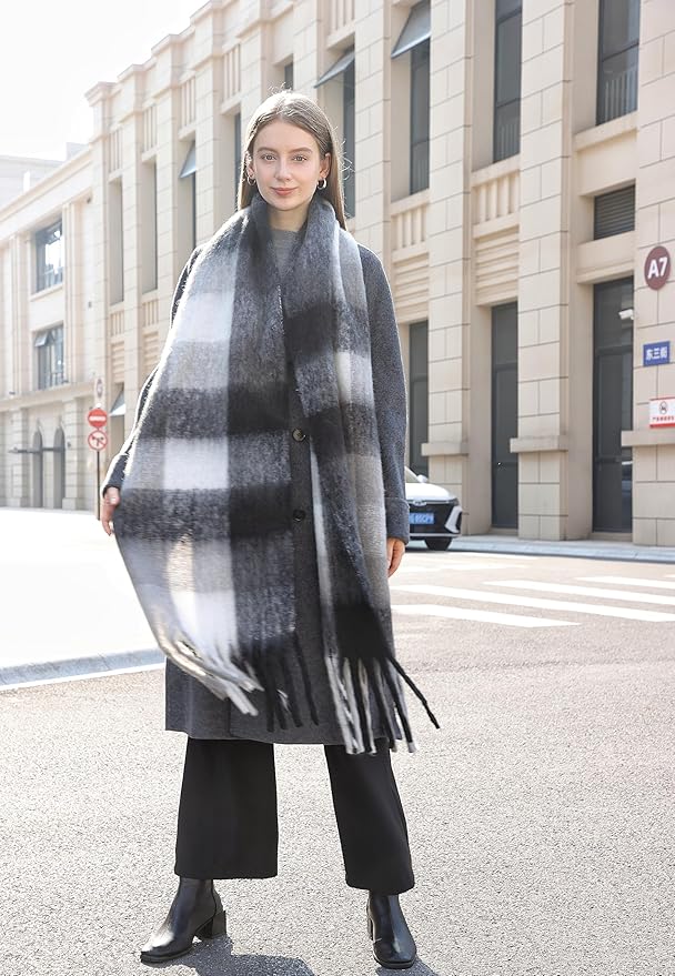 Wander Agio Winter Women Warm Scarf Long Shawl Large Scarves Cold Weather Thick Blanket Scarfs Colorful Plaid