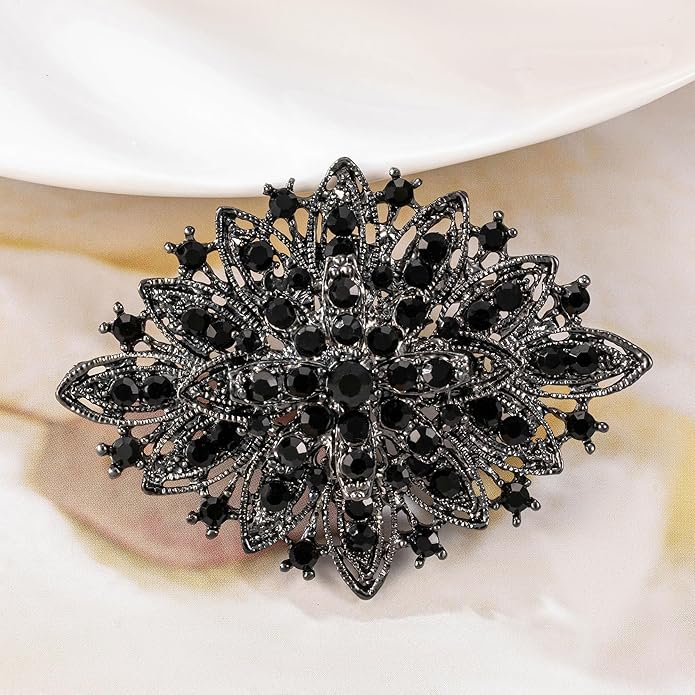 HAISWET Vintage Art Deco Crystal Rhinestone Brooch Pin for Women