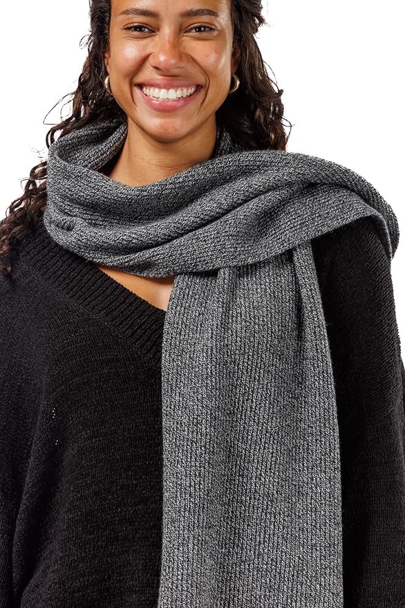 Fishers Finery Women's 100% Cashmere Ribbed Knit Winter Scarf | Black Label Box