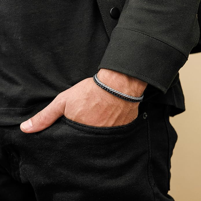 Galis Mens Bracelet Dvir - Stainless Steel for Men, Non Tarnish Rope Chain Bracelets, Stylish Birthday, Gift for Men, Dad, Husband, Boyfriend