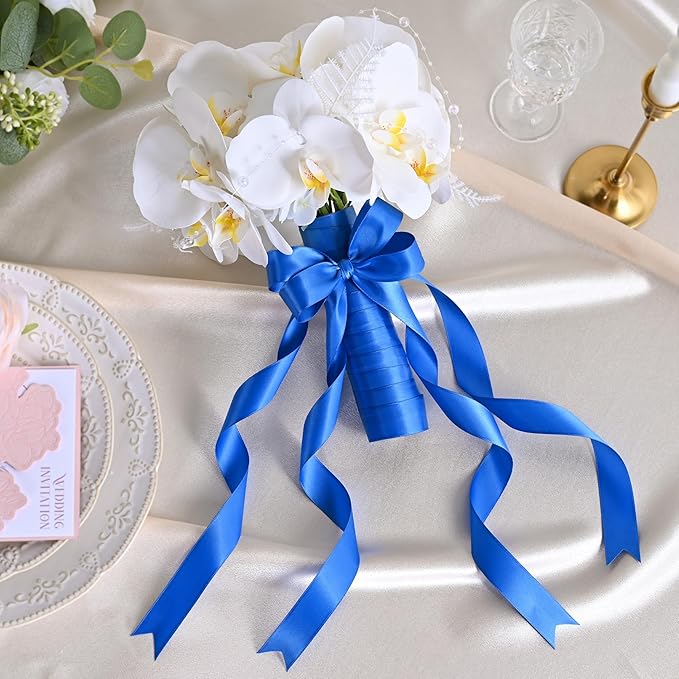 LEEQE Royal Blue Satin Ribbon 1 inch X 50 Yards Polyester Ribbon for Gift Wrapping Very Suitable for Weddings Party Hair Bow Invitation Decorations and More
