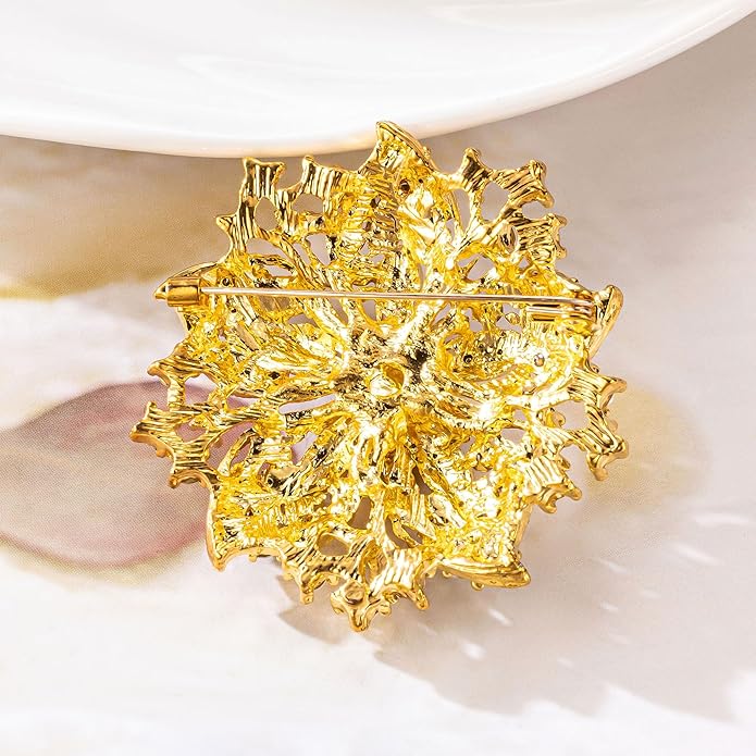 HAISWET Womens Flower-shape Statement Brooch Pin Crystal Brooch for Women