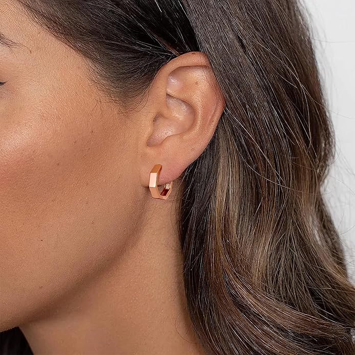 Gacimy Gold Huggie Hoop Earrings for Women 14k Gold Plated, Small Hoop Earrings for Women, 1/2 Inch Yellow Color Earrings for Women