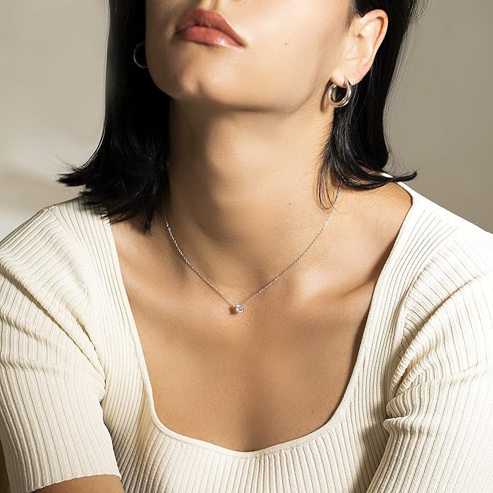 S.Leaf 18Karat Gold Plated Cubic Zirconia Necklace for Women S925 Sterling Silver 0.5/1/2cttw Dainty Crystal Cubic Zirconia Pendant Necklaces Best Friend Birthday Gifts for Women Trendy Sister Mom Wife Womens Her Friend Party